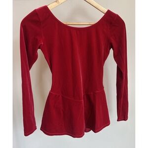 Women’s Red Velvet Long-Sleeve Skater Top